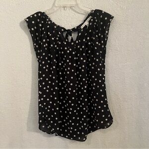 LC Lauren Conrad Black and White Polka Dot Blouse